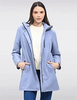 Vegan Breathe-Tech® Straight Cut Beige Trim Hooded Jacket by Saki