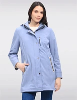 Vegan Breathe-Tech® Straight Cut Beige Trim Hooded Jacket by Saki