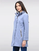 Vegan Breathe-Tech® Straight Cut Beige Trim Hooded Jacket by Saki