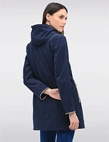 Vegan Breathe-Tech® Straight Cut Beige Trim Hooded Jacket by Saki