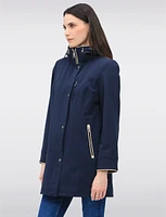 Vegan Breathe-Tech® Straight Cut Beige Trim Hooded Jacket by Saki