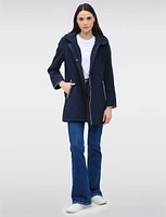 Vegan Breathe-Tech® Straight Cut Beige Trim Hooded Jacket by Saki