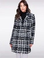 B&W Single-Breasted Notch Collar Plaid Tweed Wool Overcoat by Charlie B.