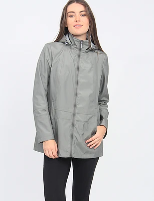 Vegan Zip Front Stripe Lined Detachable Hood  Water Resistant Jacket by Portrait