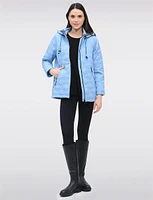Vegan Quilted Jacket with Attached Plaid Hood & Side Velcro Slits by Saki