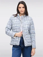Versatile Vegan Reversible Print/Solid Quilted Jacket with Stand Collar by Saki