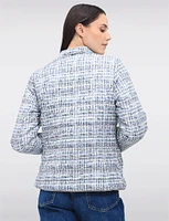 Versatile Vegan Reversible Print/Solid Quilted Jacket with Stand Collar by Saki