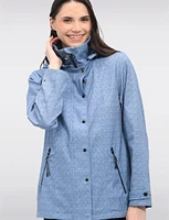 Lightweight Vegan Softshell Jacket with Detachable Hood & Side Slits by Saki