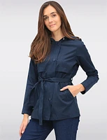 Sleek Slim Fit Vegan Belted Parka Jacket with Hood by Point Zero
