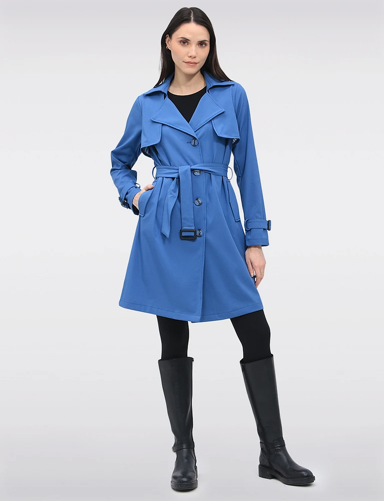 Slim Fit Single-Breasted Long Belted Trench Coat by Point Zero