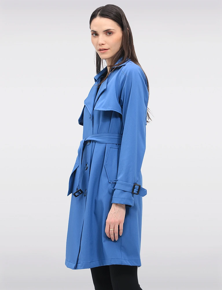 Slim Fit Single-Breasted Long Belted Trench Coat by Point Zero