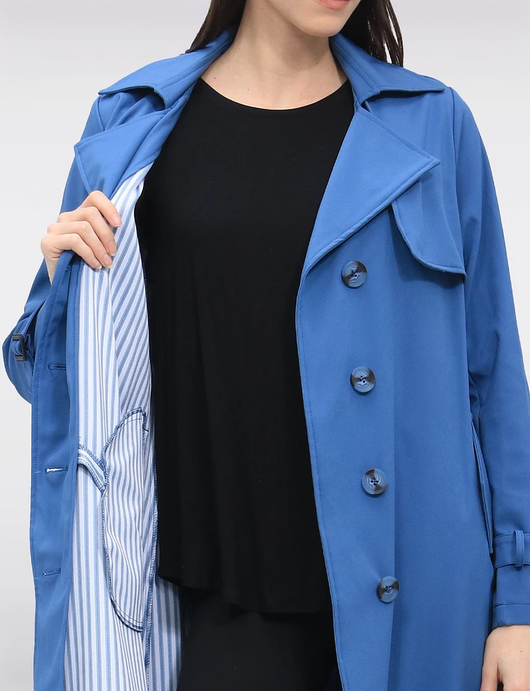 Slim Fit Single-Breasted Long Belted Trench Coat by Point Zero