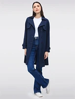 Slim Fit Single-Breasted Long Belted Trench Coat by Point Zero
