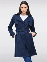 Slim Fit Single-Breasted Long Belted Trench Coat by Point Zero