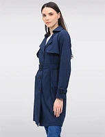 Slim Fit Single-Breasted Long Belted Trench Coat by Point Zero