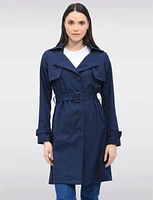 Slim Fit Single-Breasted Long Belted Trench Coat by Point Zero