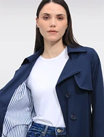 Slim Fit Single-Breasted Long Belted Trench Coat by Point Zero