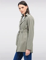 Single-Breasted Short Belted Trench Coat with Removable Hood by Point Zero