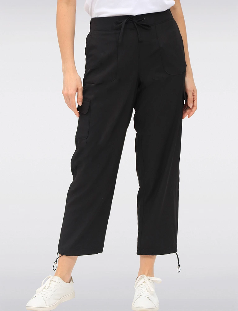 Lightweight Tummy Control RapiDry Tech Drawstring Cuffs Cargo Pant by Point Zero
