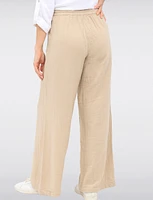 Vegan Lightweight Cotton Wide-Leg Pants with Adjustable Drawstring by Point Zero