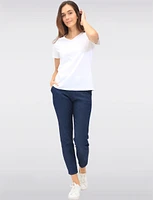 Basic Vegan Solid Cotton Short Sleeve V-Neck T-shirt by Point Zero