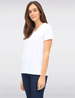 Basic Vegan Solid Cotton Short Sleeve V-Neck T-shirt by Point Zero