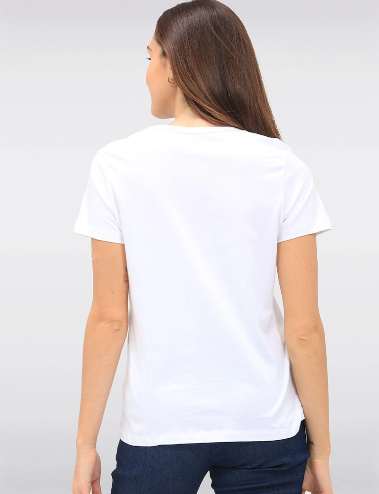 Basic Vegan Solid Cotton Short Sleeve V-Neck T-shirt by Point Zero