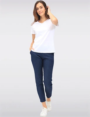 Basic Vegan Solid Cotton Short Sleeve V-Neck T-shirt by Point Zero