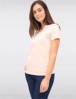 Basic Vegan Solid Cotton Short Sleeve V-Neck T-shirt by Point Zero