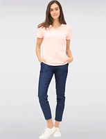 Basic Vegan Solid Cotton Short Sleeve V-Neck T-shirt by Point Zero