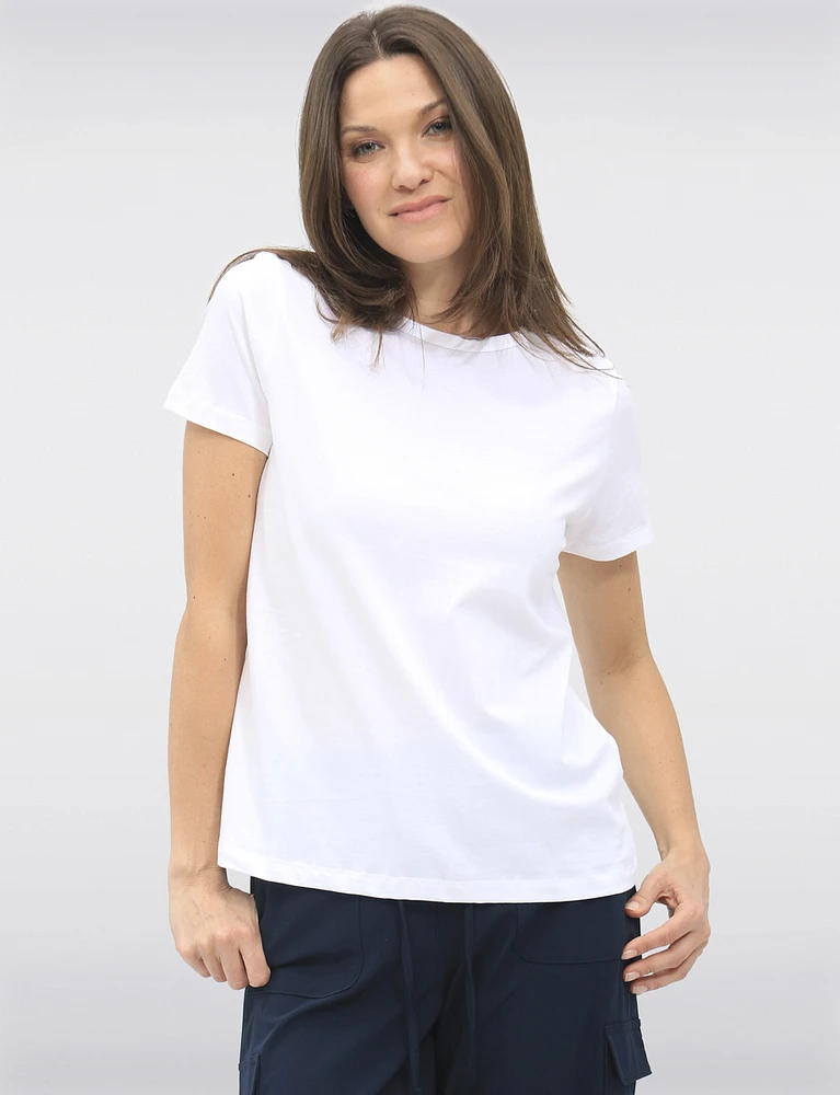 Vegan Solid Basic Cotton Short Sleeve Crew Neck T-shirt by Point Zero