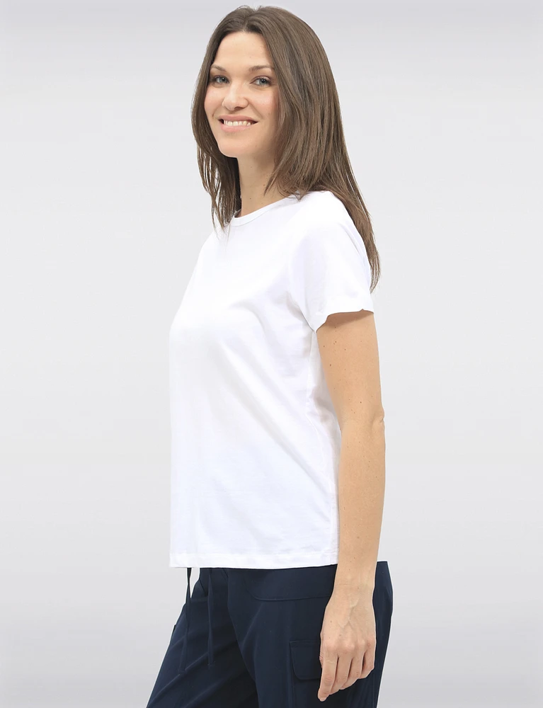 Vegan Solid Basic Cotton Short Sleeve Crew Neck T-shirt by Point Zero
