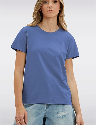 Vegan Solid Basic Cotton Short Sleeve Crew Neck T-shirt by Point Zero