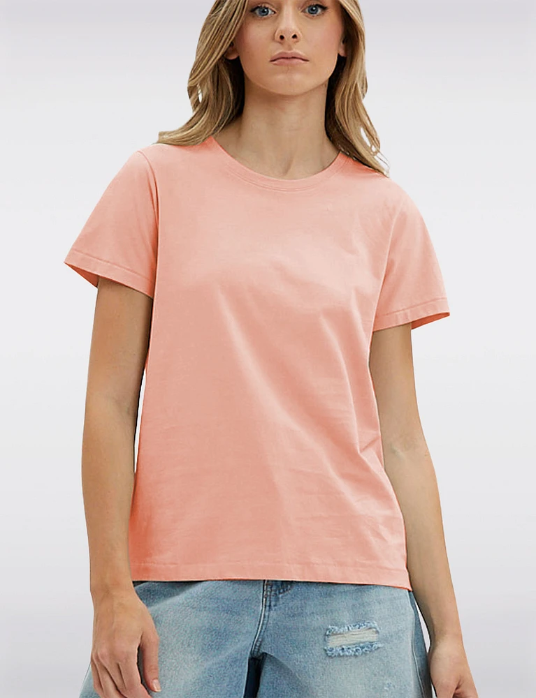 Vegan Solid Basic Cotton Short Sleeve Crew Neck T-shirt by Point Zero