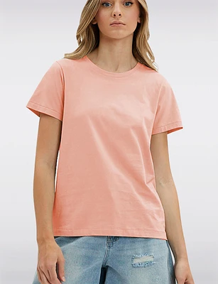 Vegan Solid Basic Cotton Short Sleeve Crew Neck T-shirt by Point Zero
