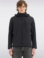 Black Dry-Tech Wind & Water-Resistant Softshell Jacket With Hood by Point Zero