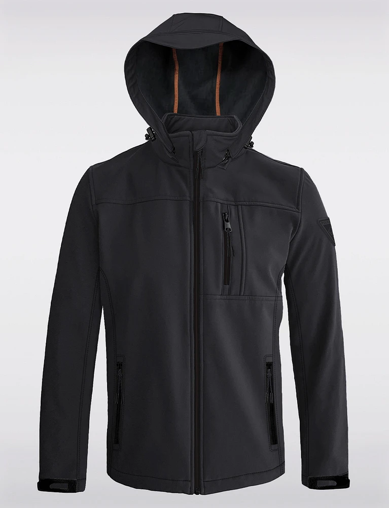 Black Dry-Tech Wind & Water-Resistant Softshell Jacket With Hood by Point Zero