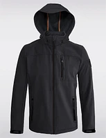 Black Dry-Tech Wind & Water-Resistant Softshell Jacket With Hood by Point Zero