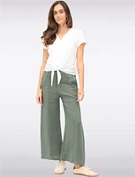 Vegan Short Sleeve Pointelle Knit V-Neck Button Front Tie Hem Top by Point Zero