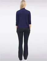 Versatile Pointelle Knit Shrug With 3/4 Sleeves and Draped Front By Vamp