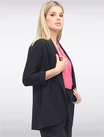 Sleek Stretchy Rounded Hem Blazer With 3/4 Sleeves and Rolled Cuff By Vamp