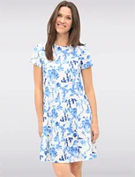 Short Sleeves Floral Printed Knee-Length Dress Princess Seams by Vamp