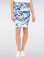 Chic Stretch Knee-Length Pull-On Pencil Skirt with Bold Abstract Print by Vamp