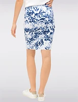 Chic Stretch Knee-Length Pull-On Pencil Skirt with Bold Abstract Print by Vamp