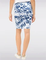 Chic Stretch Knee-Length Pull-On Pencil Skirt with Bold Abstract Print by Vamp