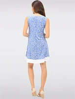 Charming Sleeveless Floral A-Line Cut Dress with Contrasting Hem by Vamp