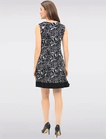 Bold Abstract Floral Print Sleeveless A-Line Dress with Contrasting Hem by Vamp