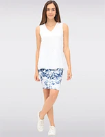 Flowy Solid V-Neck Sleeveless Top with Side Slits & Textured Fabric by VAMP