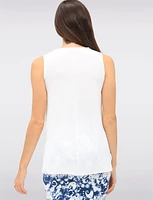Flowy Solid V-Neck Sleeveless Top with Side Slits & Textured Fabric by VAMP