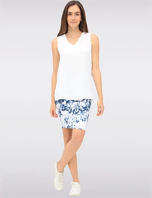 Flowy Solid V-Neck Sleeveless Top with Side Slits & Textured Fabric by VAMP